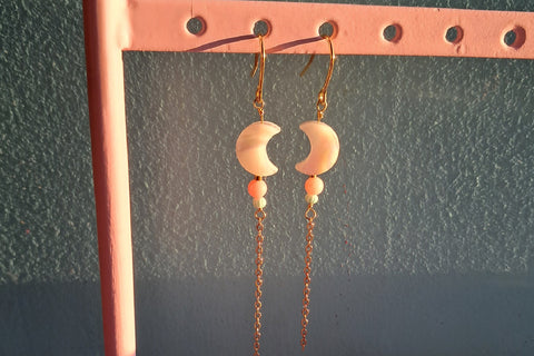PEARL MOON ørekrog (forgyldt/rosa/grøn)