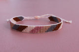 LOOM armbånd - 5 rækker (striber - brun, lilla, beige, pudder)