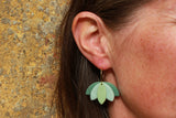FLOWER HOOPS - forgyldt stål/sterlingsølv (grøn)