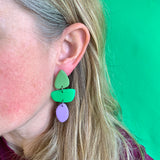 PEBBLES øreringe (grøn/lys lilla)