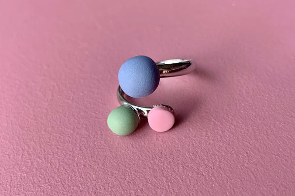 TRIPLE ring (gråblå/støvet grøn/rosa)