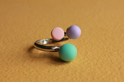 TRIPLE candy ring (aqua)